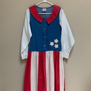 💙♥️EUC Vintage Denim Patriotic Maxi Dress or Costume size 10